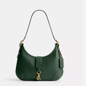 COACH Hamptons glovetanned smooth leather shoulder hobo bag - Hunter green